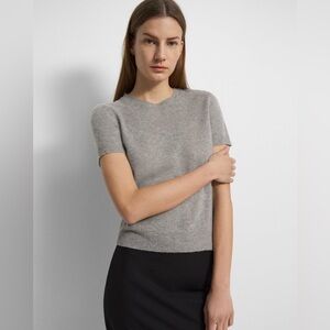 Theory Women’s Short-Sleeve Sweater in Feather Cashmere Husky - Size Small